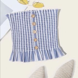 White and blue stripped tube top